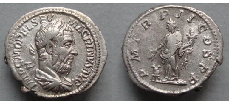Macrinus - denarius Annona schaars  (D20101)