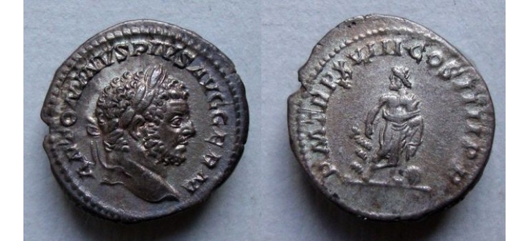 Caracalla -  Denarius Aesculapius beautifull PORTRAIT (D2012)