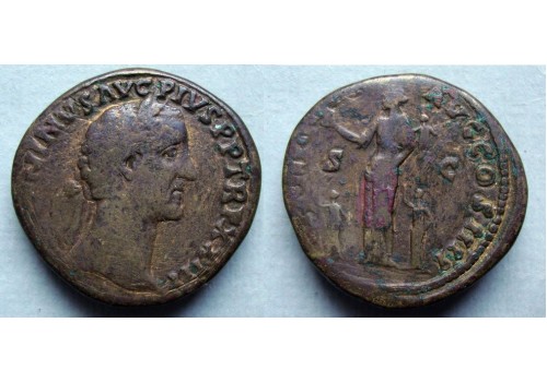 Antoninus Pius - Sestertius Pietati keerzijde Faustina met kinderen! (D20138)