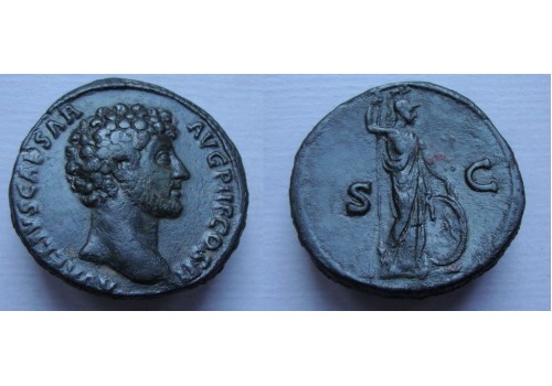Marcus Aurelius- sestertius MINERVA indrukwekkend portret (F2159) Marcus Aurelius- sestertius MINERVA indrukwekkend portret (F2159)