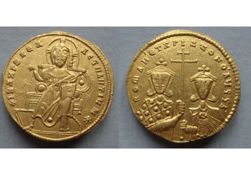 Constantijn VII  -  Gouden solidus met zijn Romanos I en Christophor! (N20103)