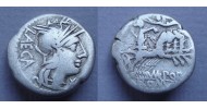 Romeinse republiek - denarius P. Porcius Laeca 125 v. Chr. (F2252)