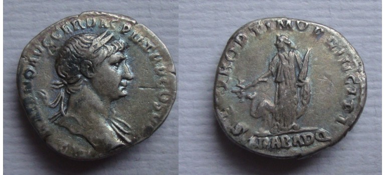 Trajanus - Denarius Verovering van Arabia kameel interessant!  (F2207)