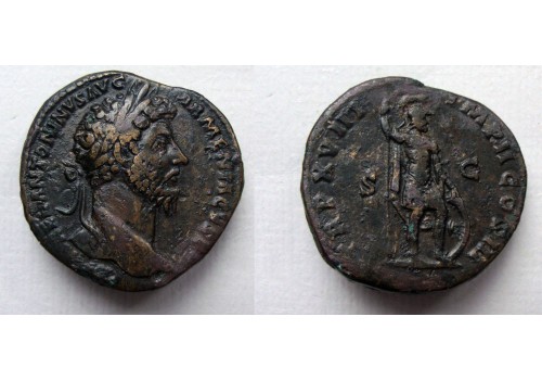 Marcus Aurelius- sestertius MARS mooi! (JA2204)