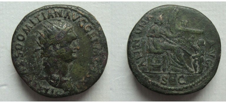 Domitianus- Annona Dupondius interessante keerzijde! zeldzaam (JA2214)