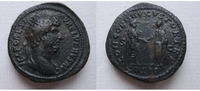 Lucius Verus - DUPONDIUS Marcus Aurelius and Lucius Verus clasping hands  (JA2226)