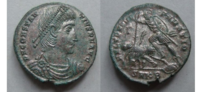 Constantius II - Gevallen ruiter, volledig verzilverd! (o2050)