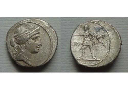 Augustus - denarius Augustus in militair tenue, schaars  (D2160)