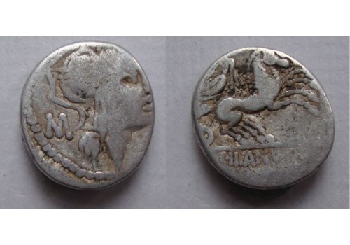Romeinse republiek - denarius Junius Silanvs 91 v. Chr. (N21110) Romeinse republiek - denarius Junius Silanvs 91 v. Chr. (N21110)