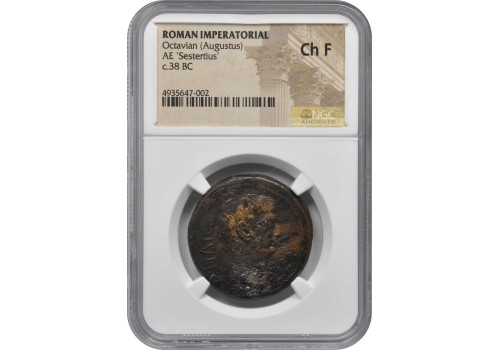 Augustus -  de goddelijke Julius Caesar sestertius!  In NGC houder (S2081)