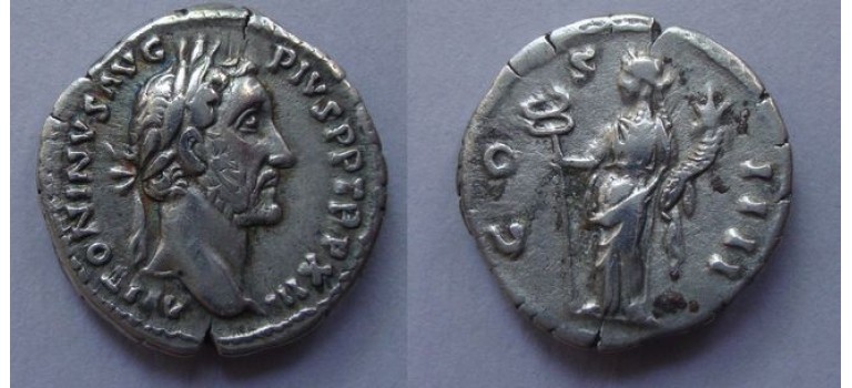 Antoninus Pius - FELICITAS keizer met ogen naar hemel bijzonder!  (S2069)