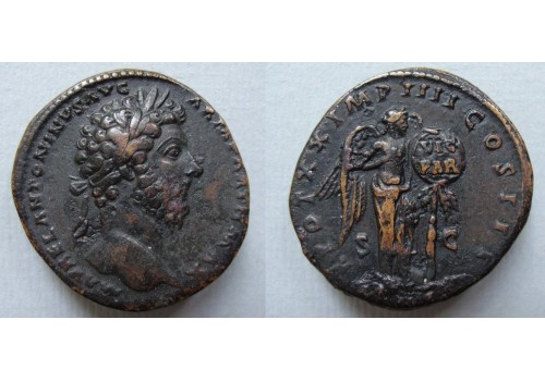 Marcus Aurelius- Sestertius overwinning op de Parthen, Mooi!  (JUN2090)