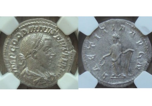 Gordianus III - Laetitia denarius ZELDZAAM met NGC-keuring (JUN2091)