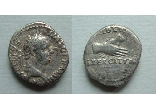 Vitellius - denarius FIDES met historische klop bijzonder! (ME2017)