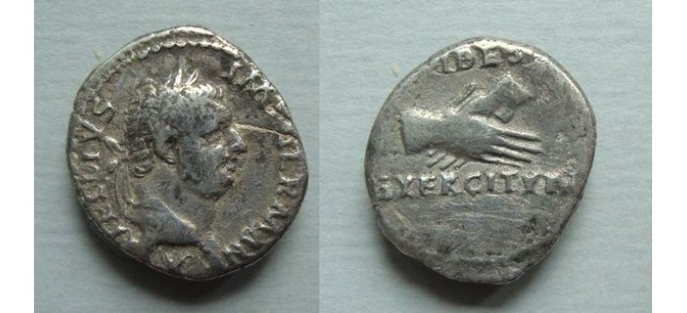 Vitellius - denarius FIDES met historische klop bijzonder! (ME2017)