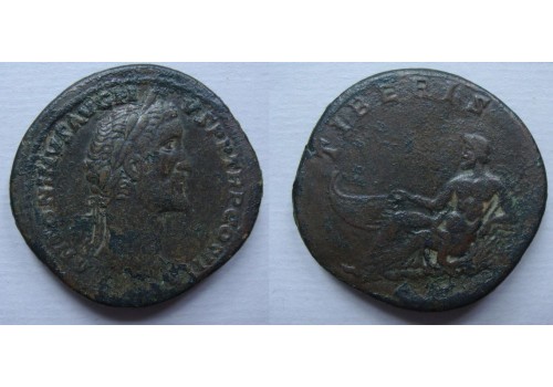 Antoninus Pius - sestertius TIBERIS zeldzaam!  (JUL2055)