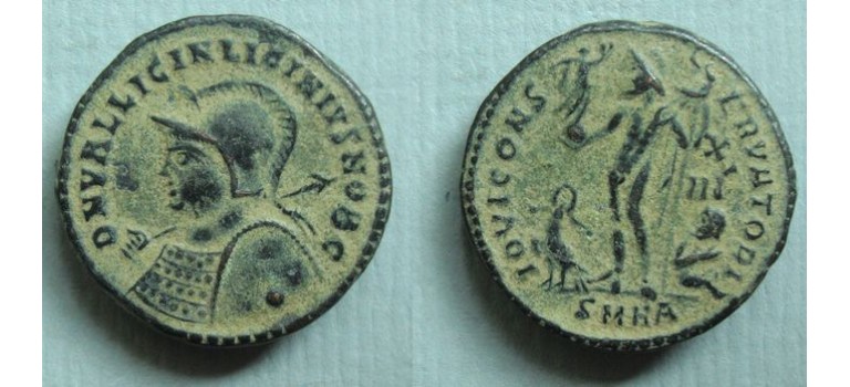 Licinius II - caesar met hem, schild en speer!  (AU2053)