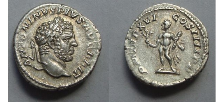 Caracalla -  Denarius Hercules mooi! (AP2114)