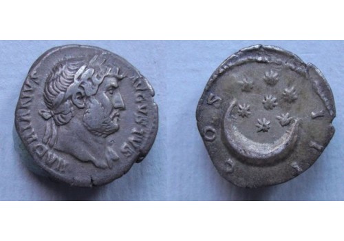 Hadrianus  - denarius halve maan!!!!! (MA2184)