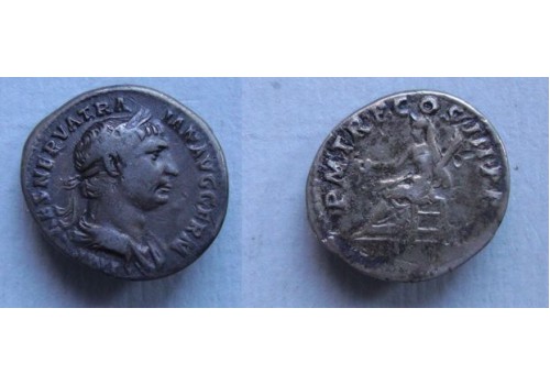 Trajanus- denarius VESTA buste niet in RIC (MA2186)