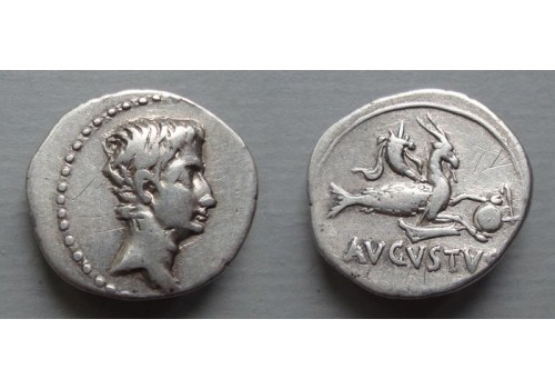 Augustus -  denarius Steenbok R2 zeer zeldzaam! (ME2107)