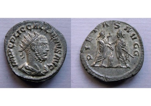 Gallienus  -  keerzijde met zijn vader Valerianus PIETAS AVGG! (AP2150)