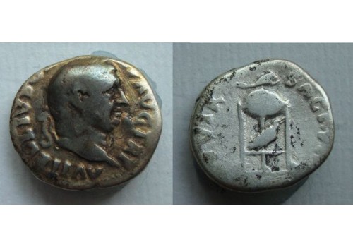 Vitellius - denarius driepoot met dolfijn en raaf zeldzaam! (JUL2160)