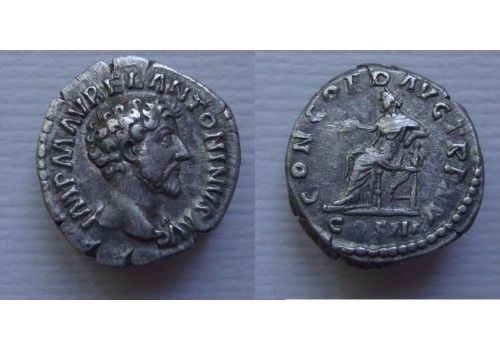 Marcus Aurelius- denarius Concordia vroege munt! (JUN2130)