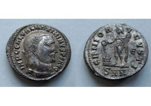 Maximinus II - Genio Avgvsti silvered, perfect coin (ME2131)