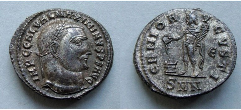 Maximinus II - Genio Avgvsti verzilverd, perfecte munt (ME2131)