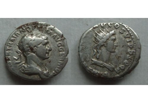 Trajanus - denarius SOL zeldzaam! (S2107)