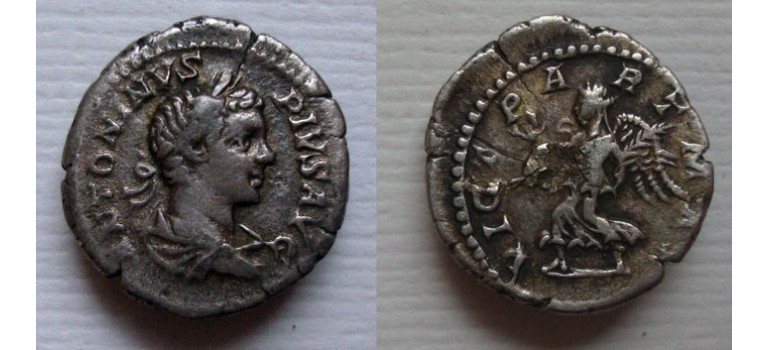 Caracalla-  denarius VICT PART MAX schaars en interessant! (O21103)