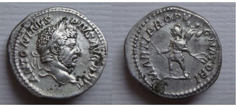 Caracalla-  Denarius Mars portrait! (O2196)