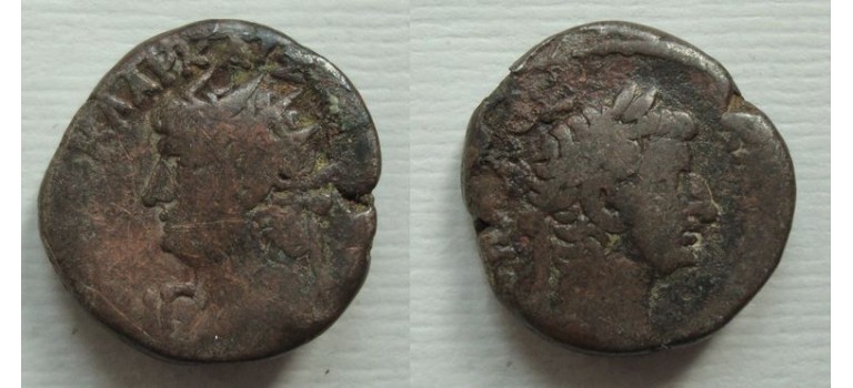 Nero - zilveren Tetradrachme met Tiberius! (S2169)