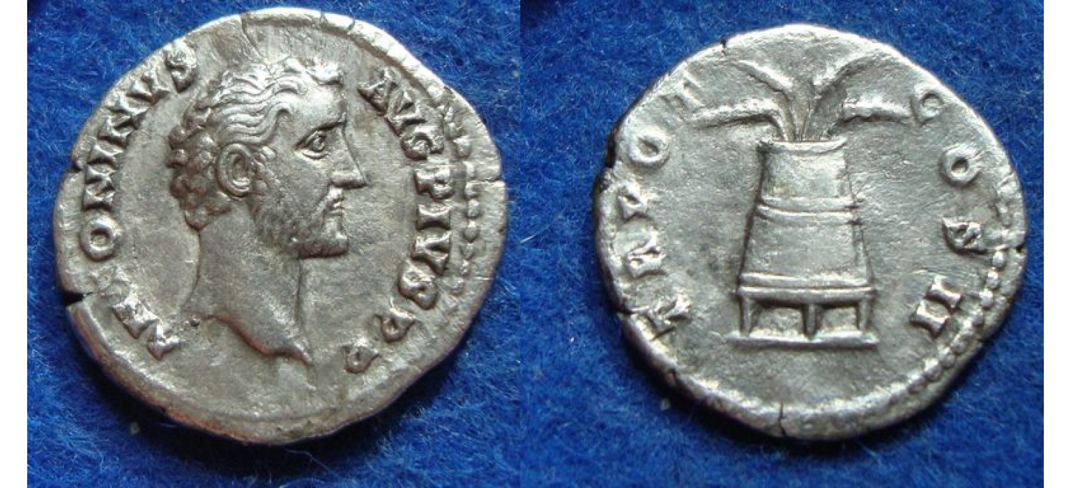 Modius Rome Antoninus Pius - MODIUS denarius schaars (01909a) - Modius with grain ...