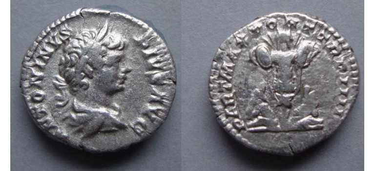 Caracalla - Denarius trofee met 2 gevangenen (F2031)