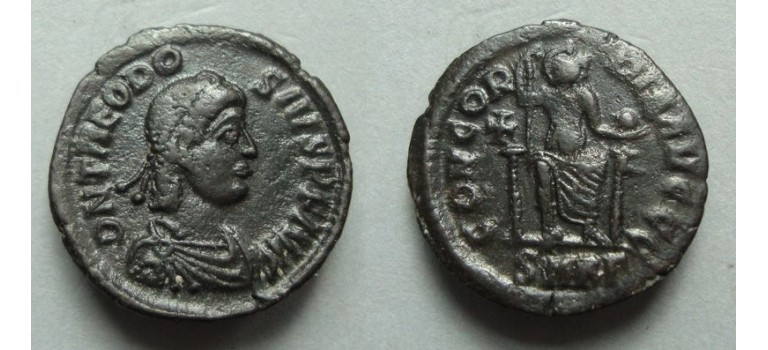 Theodosius I - Roma op troon zeldzaam (F2060)