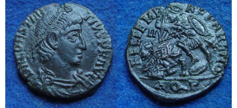 Constantius II - fallen horseman, Aquileia, sharp coin!  (o1957)