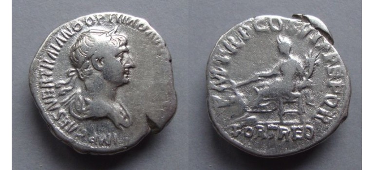 Trajan - FORT RED denarius (JA2056)