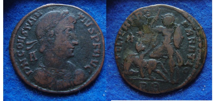 Constantius II - fallen horseman, ROME  RARE (AU1908)