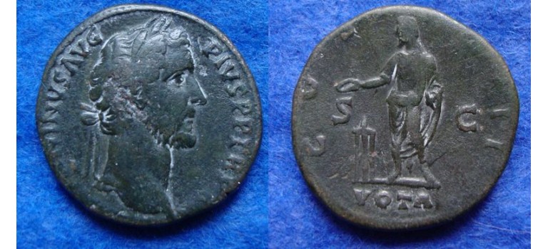 Antoninus Pius - VOTA sestertius schaars (AU1921)