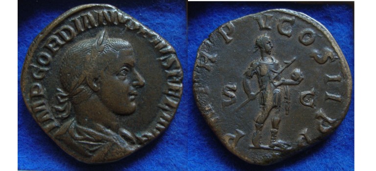 Gordian III- SESTERTIUS emperor with globe (JUL1920)
