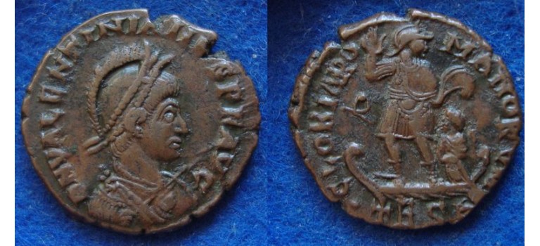 Valentinian II - emperor on a galley Thessalonica  (AP1946)