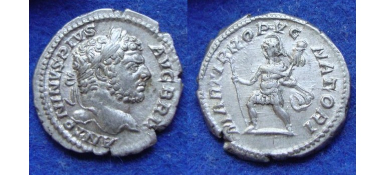Caracalla -  Denarius Mars mooi portret! (JUL1905)