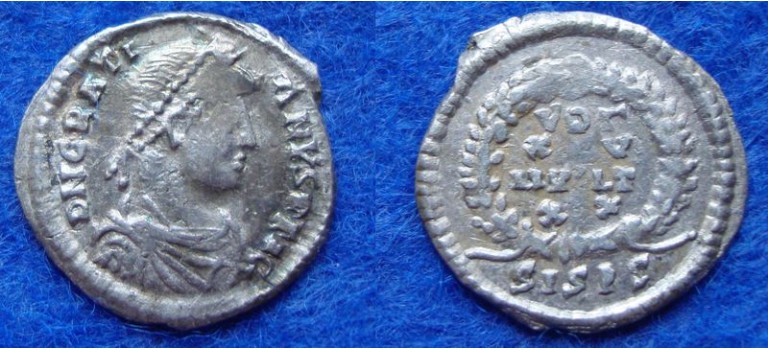 Gratianus- SILIQUA VOT XV uniek! (M1933)