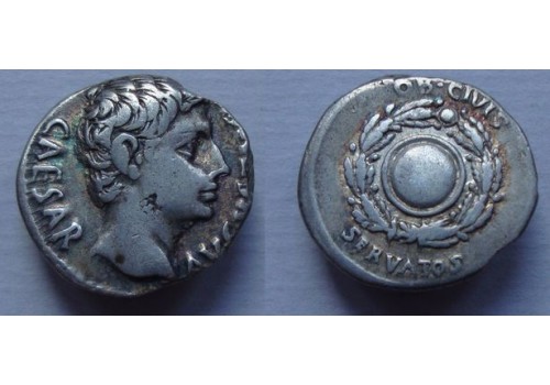 Augustus - denarius BURGERKROON  (JA21138)