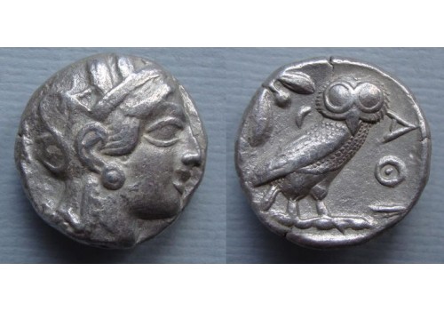 Griekse zilveren Tetradrachme met uiltje (JA2118)