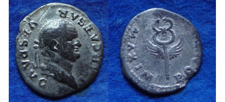 Vespasianus - gevleugelde caduceus MAXIM PONTIF zeldzaam (F1933)