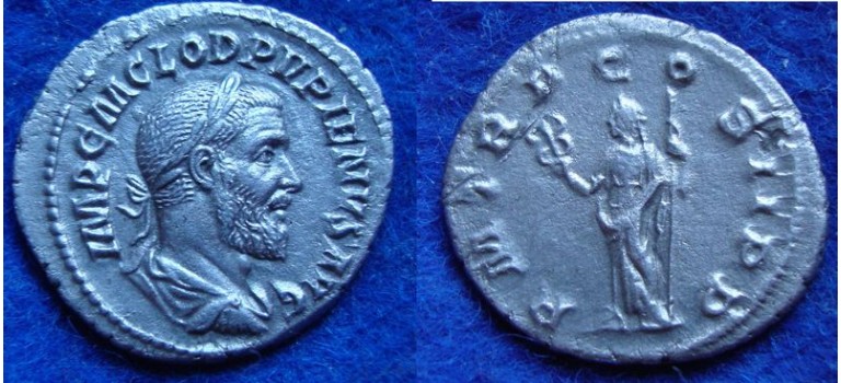 Pupienus - Felicitas denarius zeldzame keizer!!!!!! (JA1924)