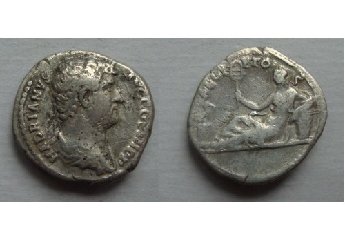 Hadrianus  - denarius Egypte Reis-serie gewilde munt! (F21101)